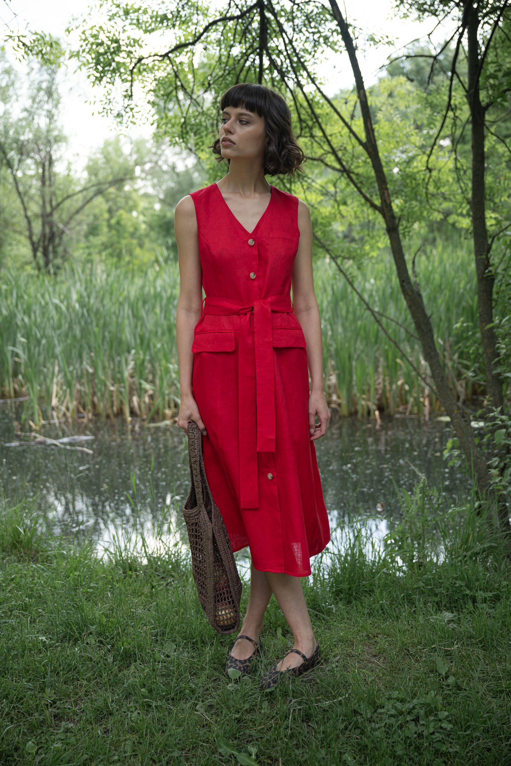 ЛЕНЕНА РОКЛЯ С КОПЧЕТА
